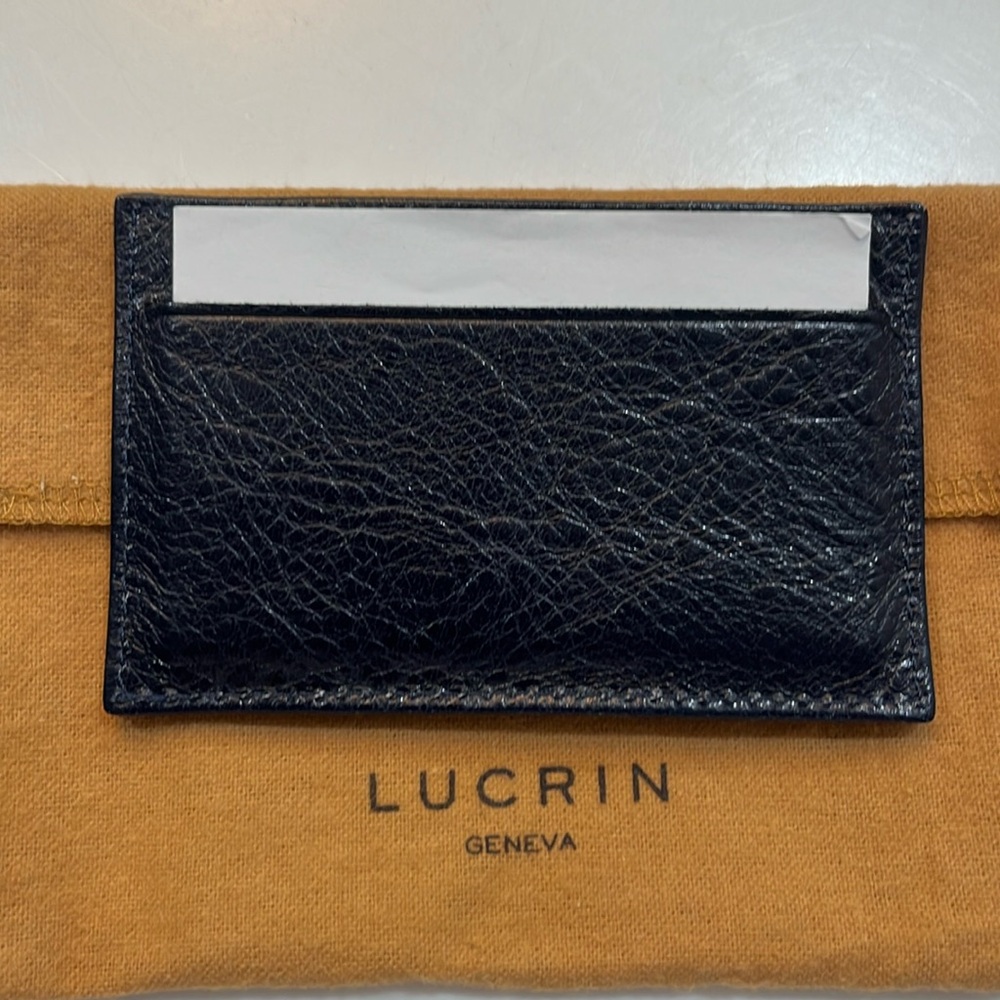 LUCRIN GENEVA SWISS LEATHER LUXURY NOTE CADDY/CARD STORAGE BLACK BRAND NEW/Pouch